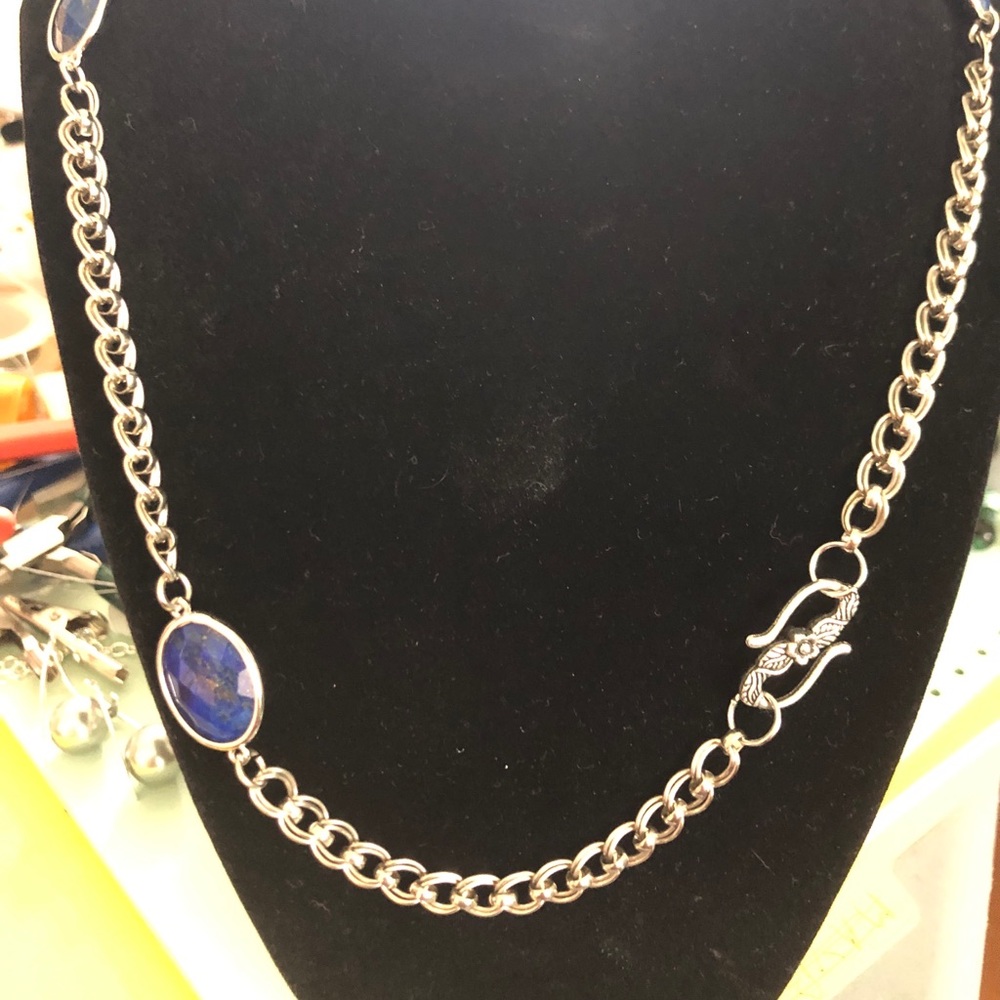 Silver and lapis necklace